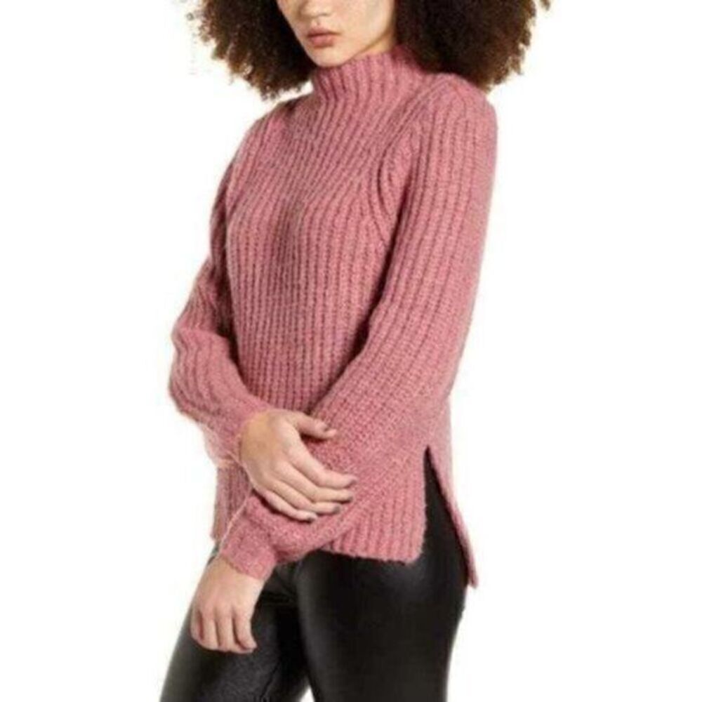 Leith Nordstrom Chunky Ribbed Mock Neck Sweater Extra Small